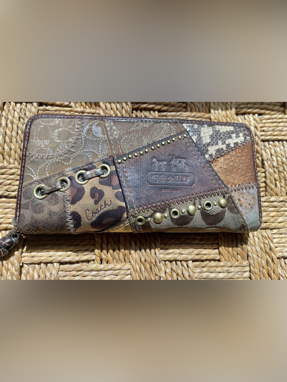 Vintage Y2K Coach Patchwork Wallet with Brass Hardwear - Picture 10 of 10